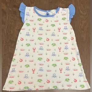 Charming Sea Life Kids Dress with Blue Accents